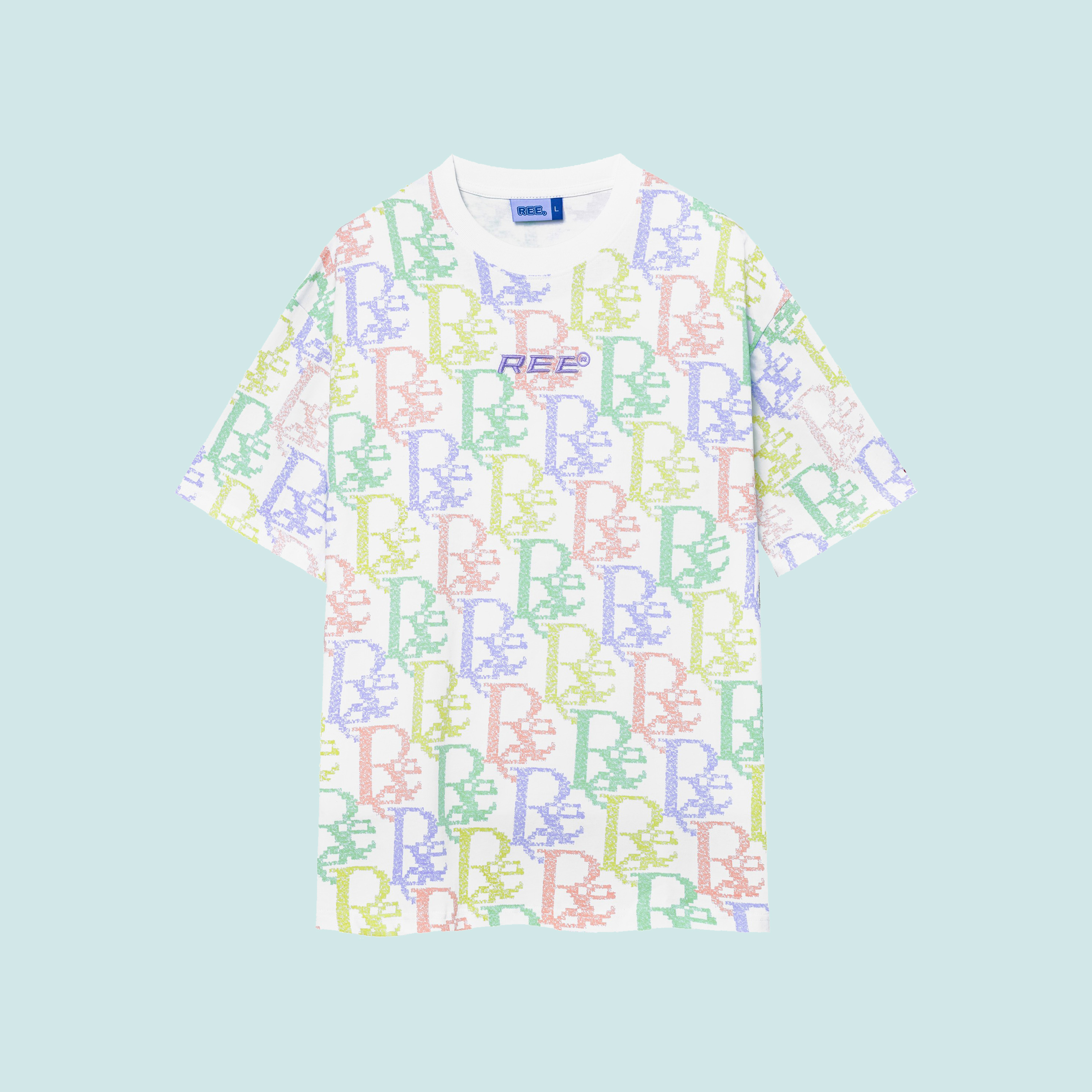 Local brand ree - áo thun monogram pixel multicolor màu trắng