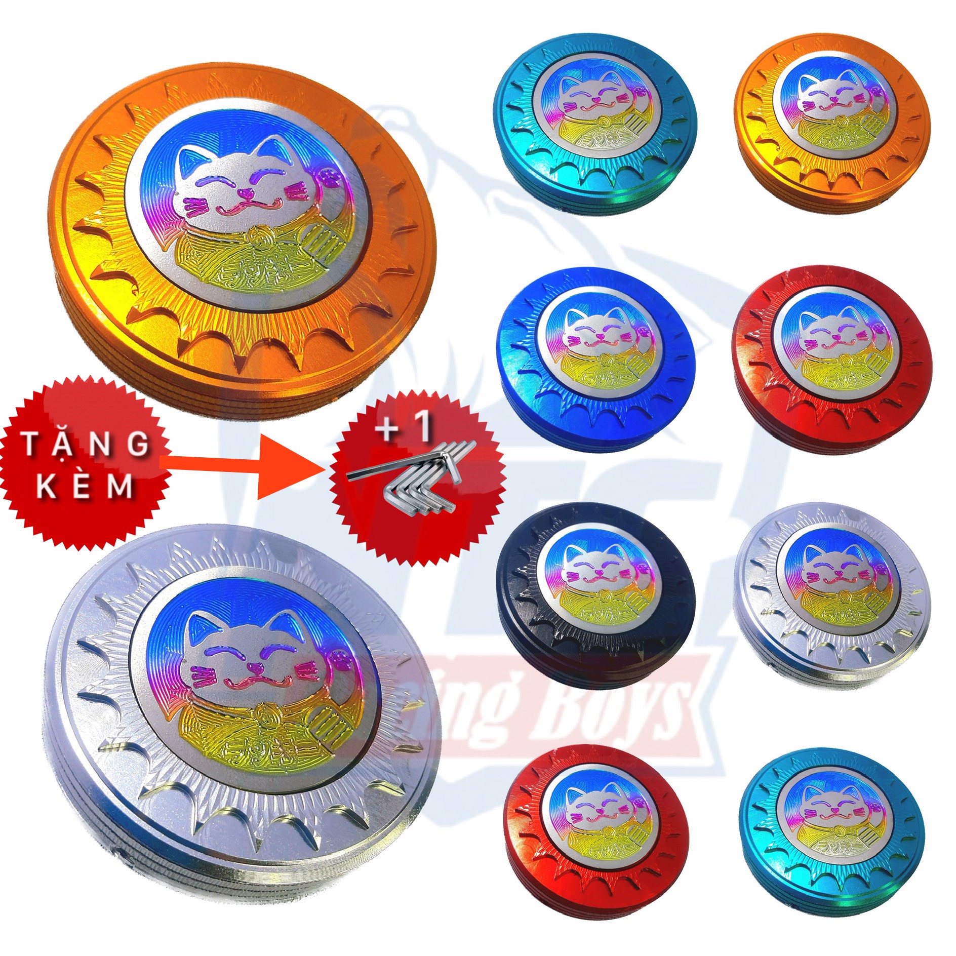 Nắp xăng xe máy mẫu răng cưa tem mèo, nắp xăng cnc, nắp xăng nhôm, nắp bình xăng nhôm cứng cnc kèm tem 12 con giáp titan, hàng như hình 100%, nắp chụp bình xăng, nấp xăng, nấp săng, nấp xăng, nắp khóa bình xăng, nấp khóa bình xăng, nấp đậy bình xăng