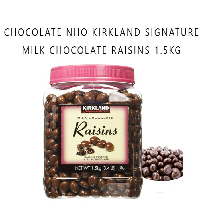 Socola sữa trái cây Kirkland Milk Chocolate Raisins của Mỹ chia lẻ 200gr