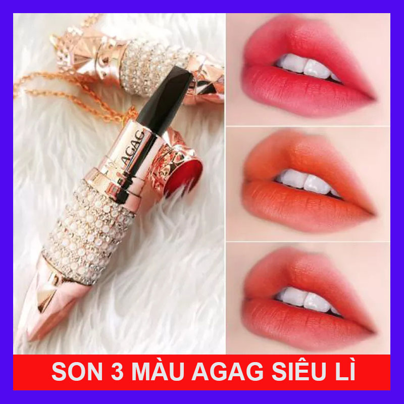 Son 3 màu chính hãng AGAG son lì dưỡng ẩm lâu trôi - Son kim cương 3 màu siêu lì