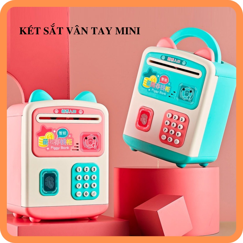 Két sắt vân tay mini thông minh cho bé, hộp tiết kiệm cho bé