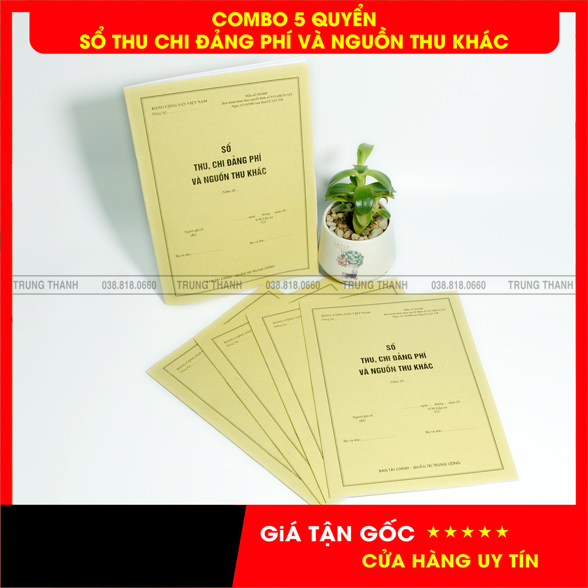 Combo 5 quyển sổ thu, chi đảng phí mẫu số s03
