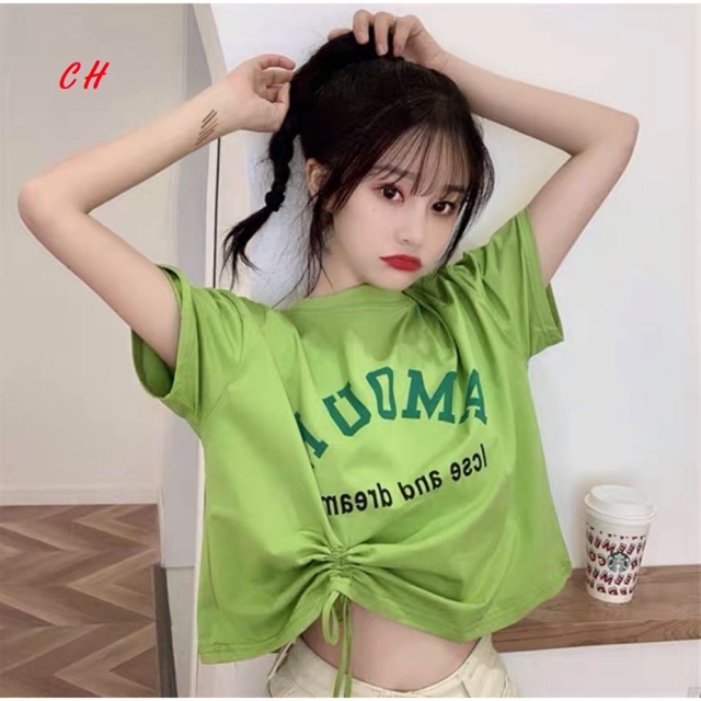 Áo croptop rút eo amour