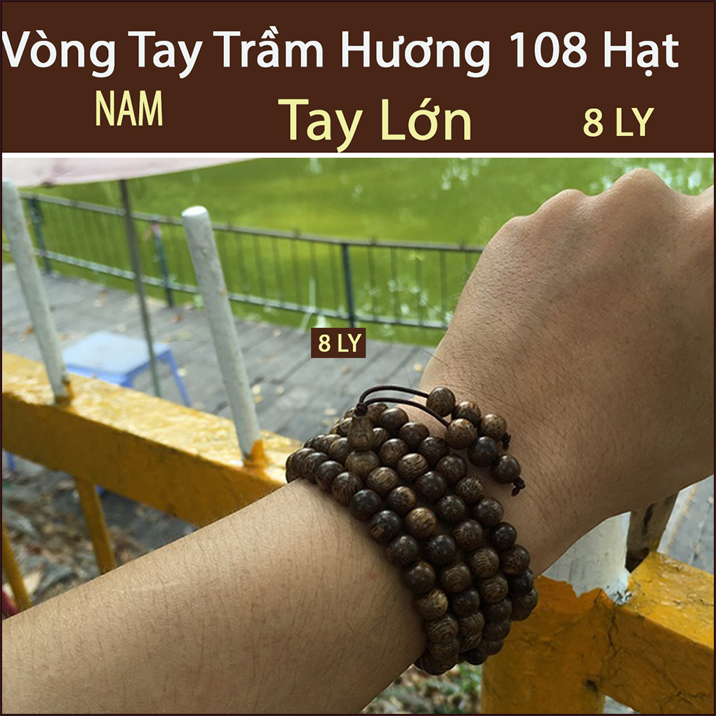 Vòng tay trầm hương 108 hạt nguyên chất