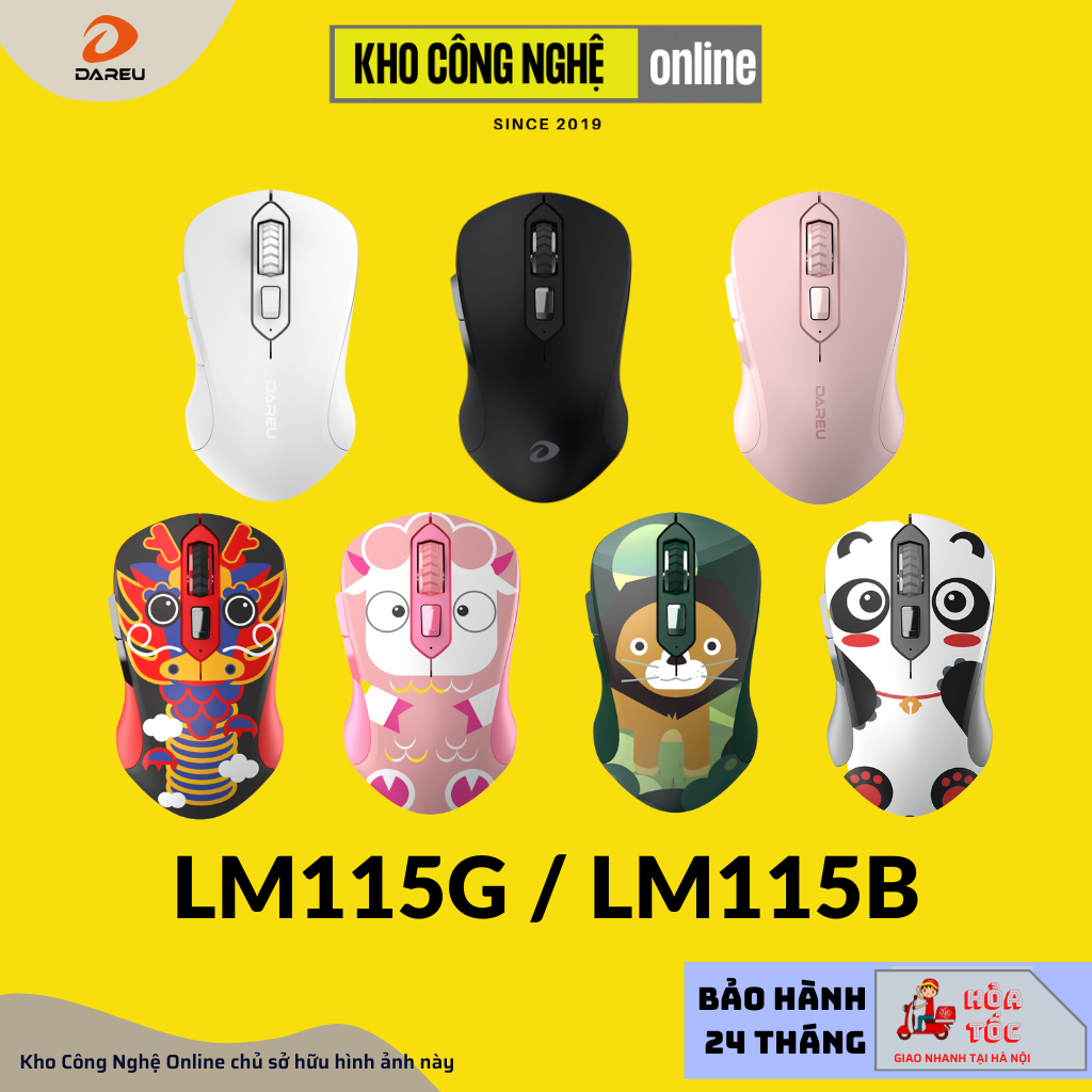 Chuột không dây dareu lm115g - lm115b bh 24 tháng