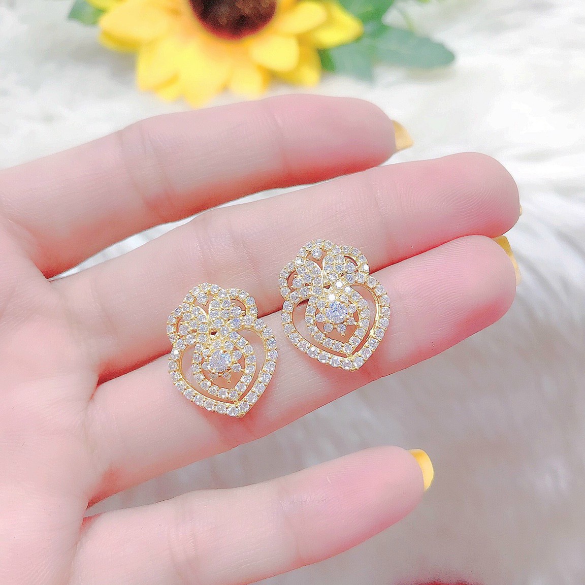 Đôi Bông Tai Nữ Mạ Vàng 18K Mẫu 0403012 - Bền màu - Mang đi chơi, đi tiệc rất đẹp - Bông tai nữ đẹp - Bông tai thời trang