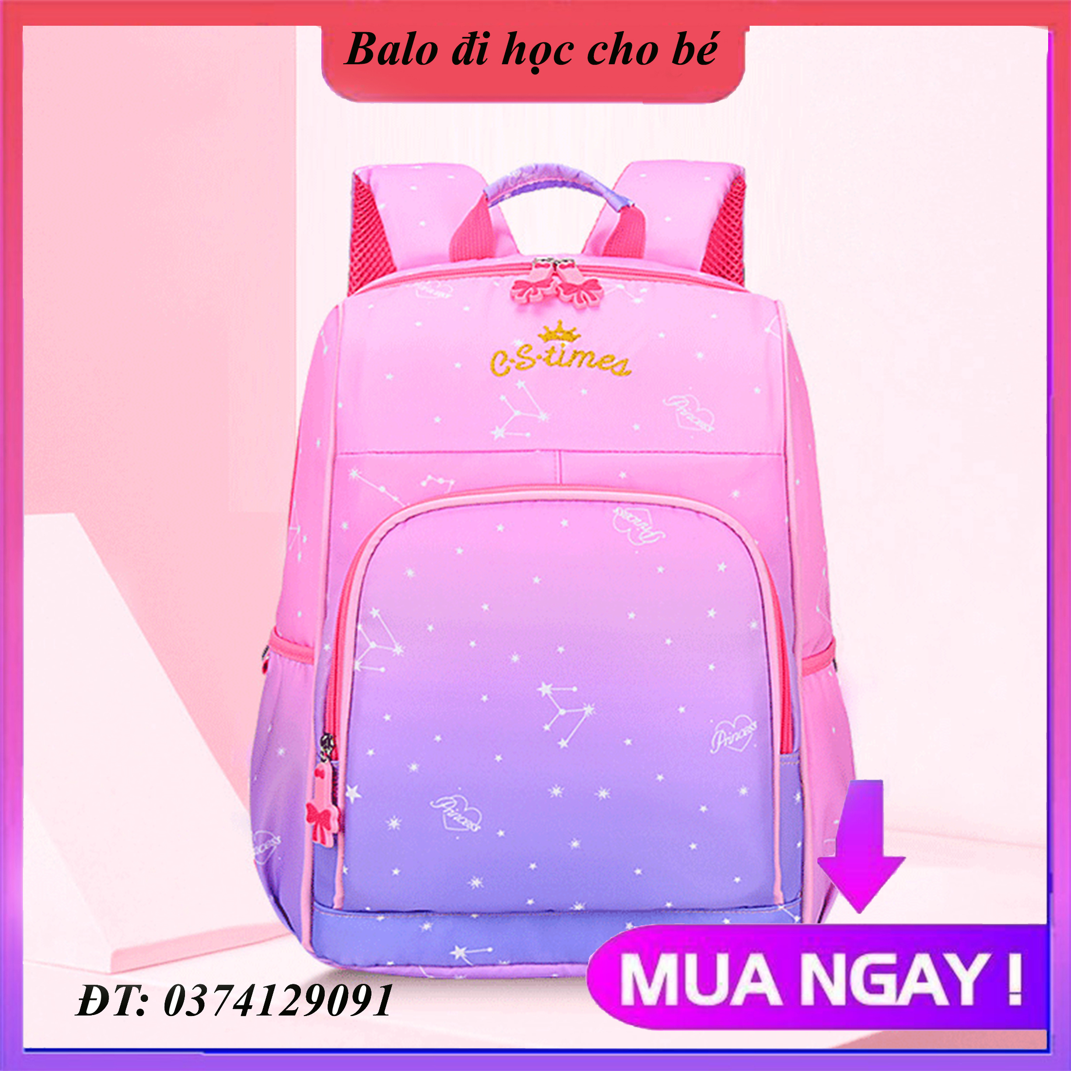 [CHẤT ĐẸP] Balo Học Sinh Tiểu Học cao cấp cho Bé Gái cấp 1 siêu nhẹ, chống nước, chống gù lưng, có đệm vai chống mỏi