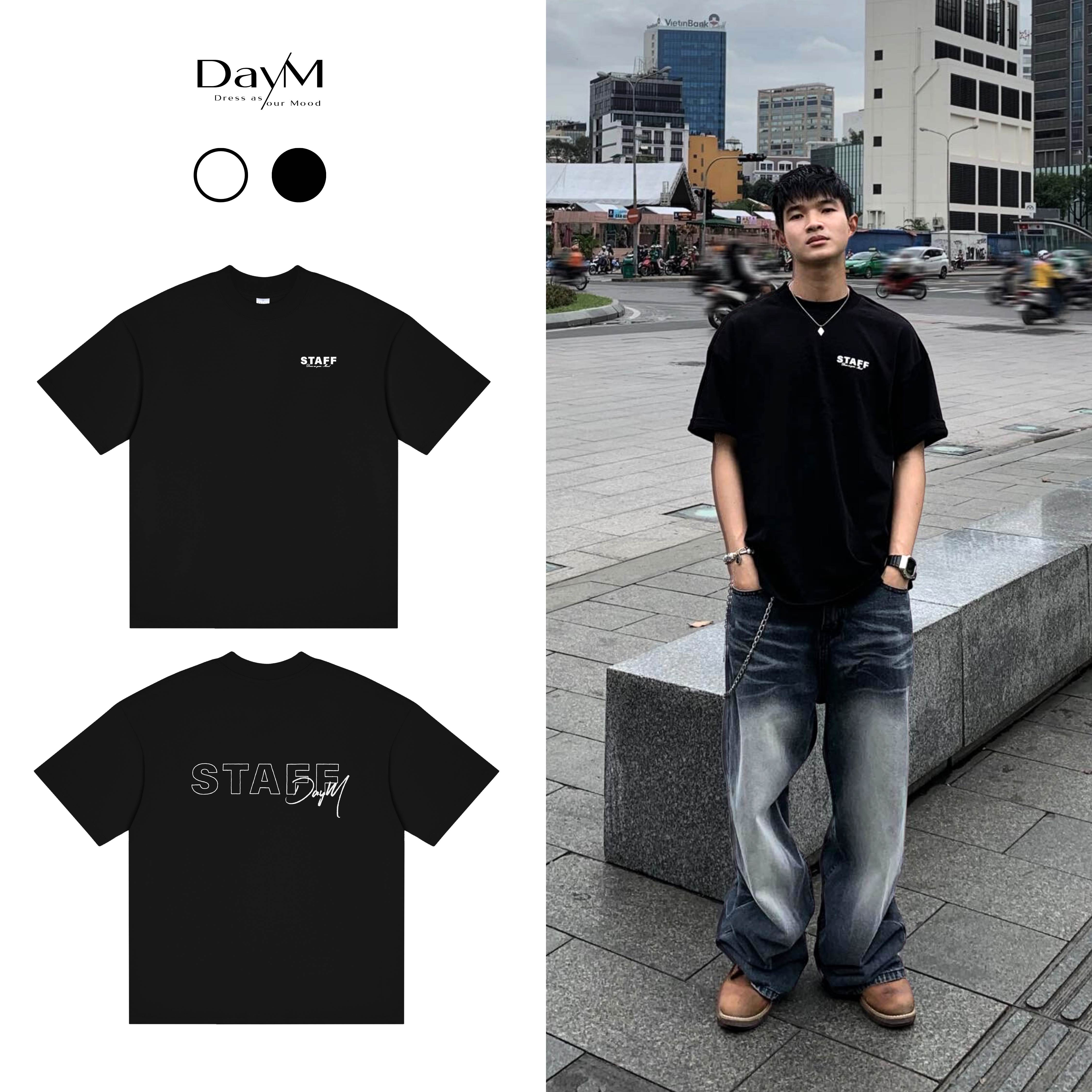 Áo thun nam daym | staff - form âu, oversize, 100% cotton co giãn 2 chiều thoáng mát, 250gsm
