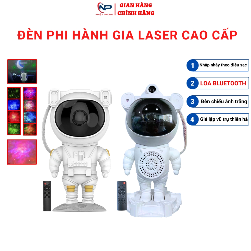 Đèn phi hành gia Laser GALAXY đèn ngủ chiếu sao mây trăng giả lập vũ trụ thiên hàcó loa buetooth 3 mắt đèn laser trang trí phòngdecor phòng ngủ tặng điều khiểntrang trí tết 2024 noel