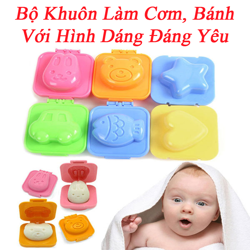 (SỈ) 01 Khuôn tạo hình cơm, trứng, bánh đẹp mắt kích thích vị giác của trẻ
