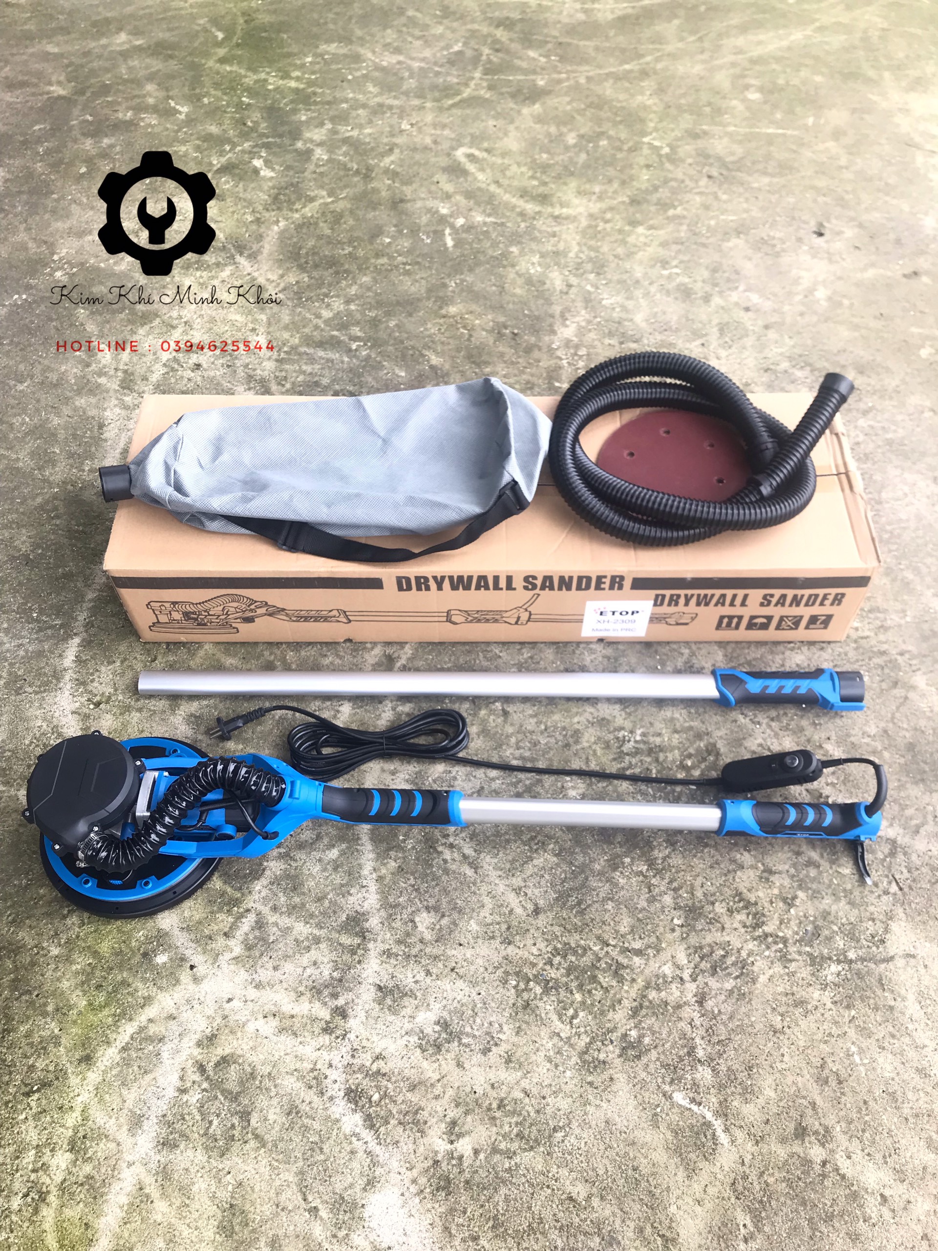 Máy chà tường cán dài, có đèn etop xh-2309, 6 cấp độ có công suất lớn 1390w | máy chà nhám tường hút bụi