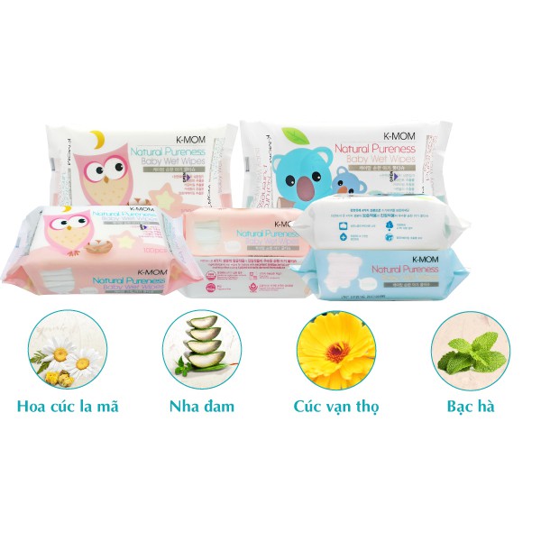 Khăn ướt hàn quốc kmom gói 100 tờ