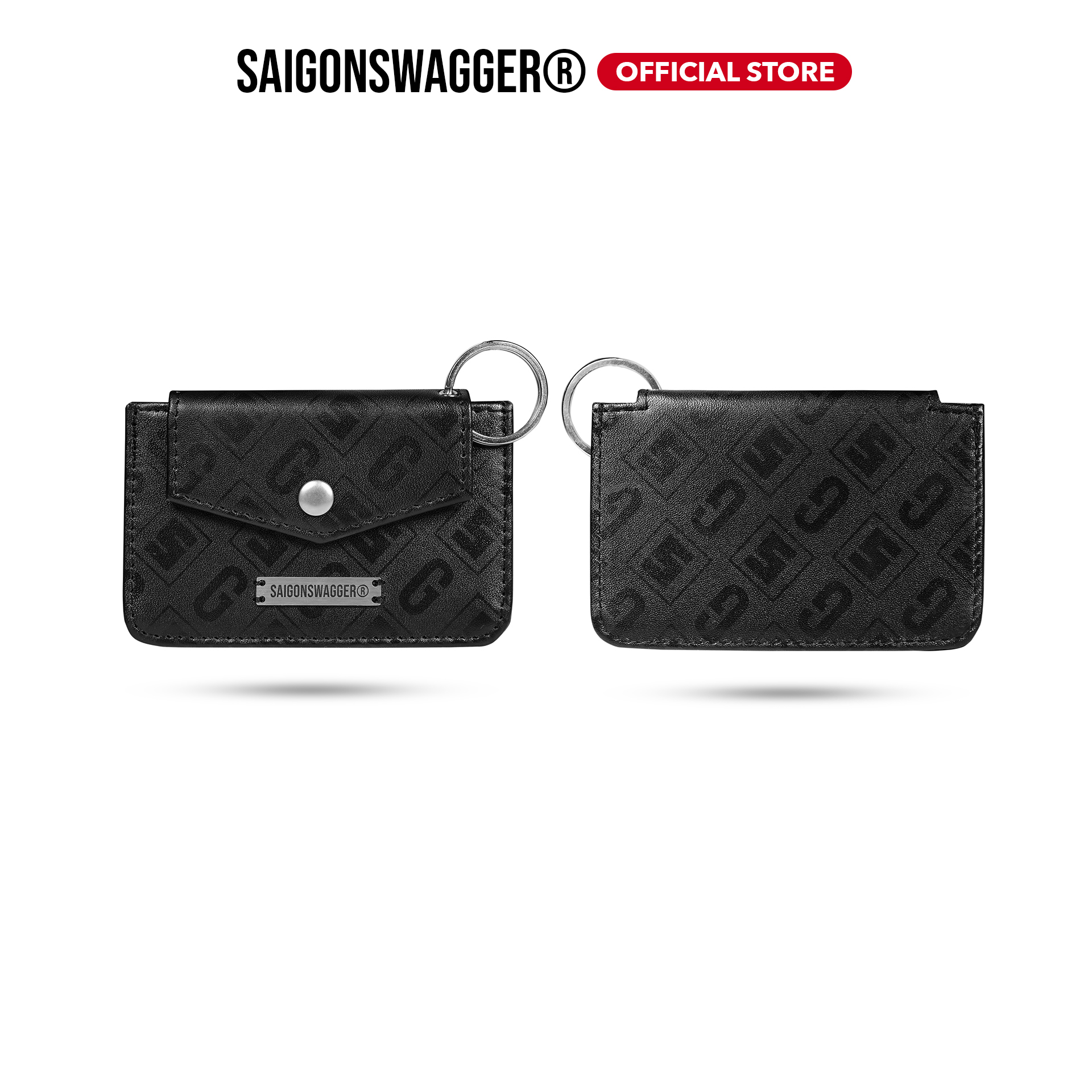 Ví đựng thẻ, móc khoá da thật saigon swagger® eclipse flap card keychain