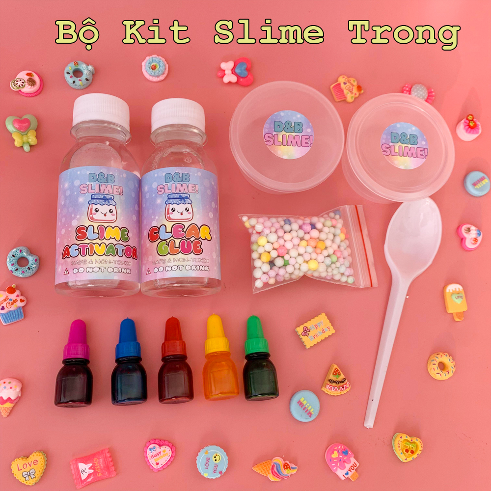 Bộ kit làm slime trong 9 món gía rẻ - tặng kèm charm và hướng dẫn đầy đủ