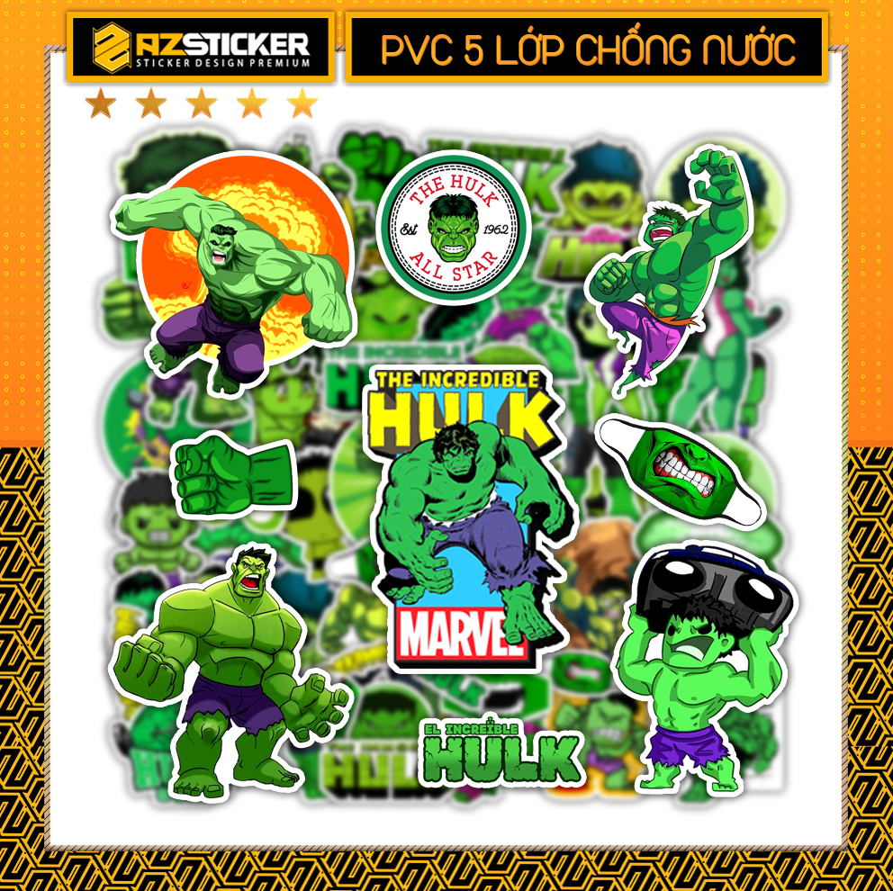 Sticker Siêu Anh Hùng Hulk  | Dán Nón Bảo Hiêm, Điện Thoại, Laptop, Bình Nước...Chống Nước, Chống Bay Mà
