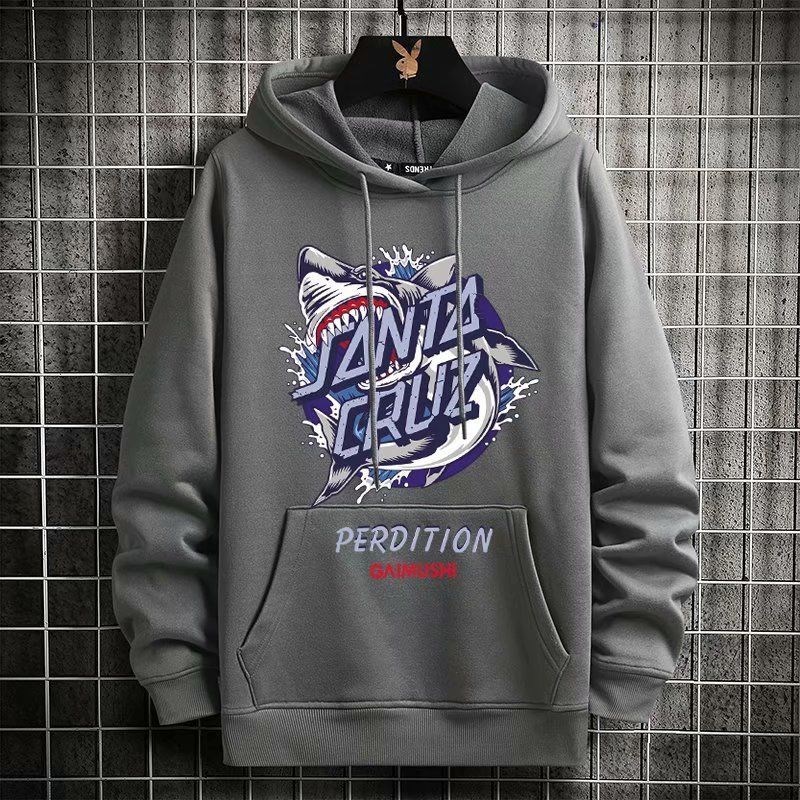 Áo Hoodie Nam Áo Len Chui Đầu In Hình Cá Mập Hoạt Hình Dáng Rộng Áo Nỉ Đôi Lông Cừu Dày Zenko MAH 014