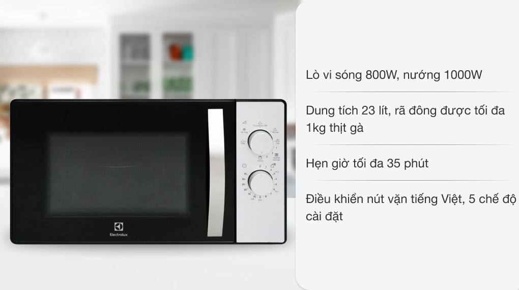 Lò vi sóng có nướng electrolux emg23k38gb 23 lít