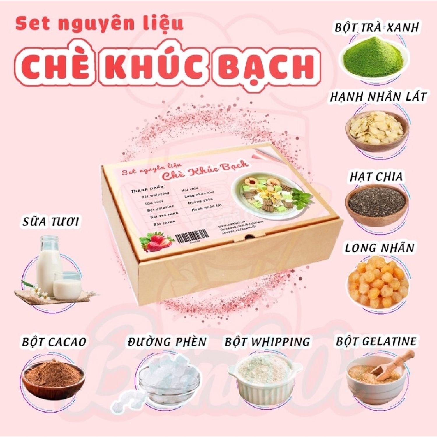 Set nguyên liệu Chè Khúc Bạch / Combo nguyên liệu chè khúc bạch - combo chè khúc bạch