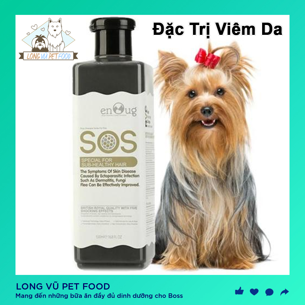 CHÍNH HÃNG Sữa tắm chó mèo SOS 530ml màu đen giúp phục hồi da và lông - Sữa tắm cho chó - Long Vũ Pet Food
