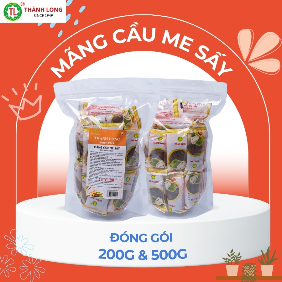 Mứt mãng cầu me sấy, kẹo mãng cầu me đặc biệt thơm ngon thành long 500gr /200gr - việt nam