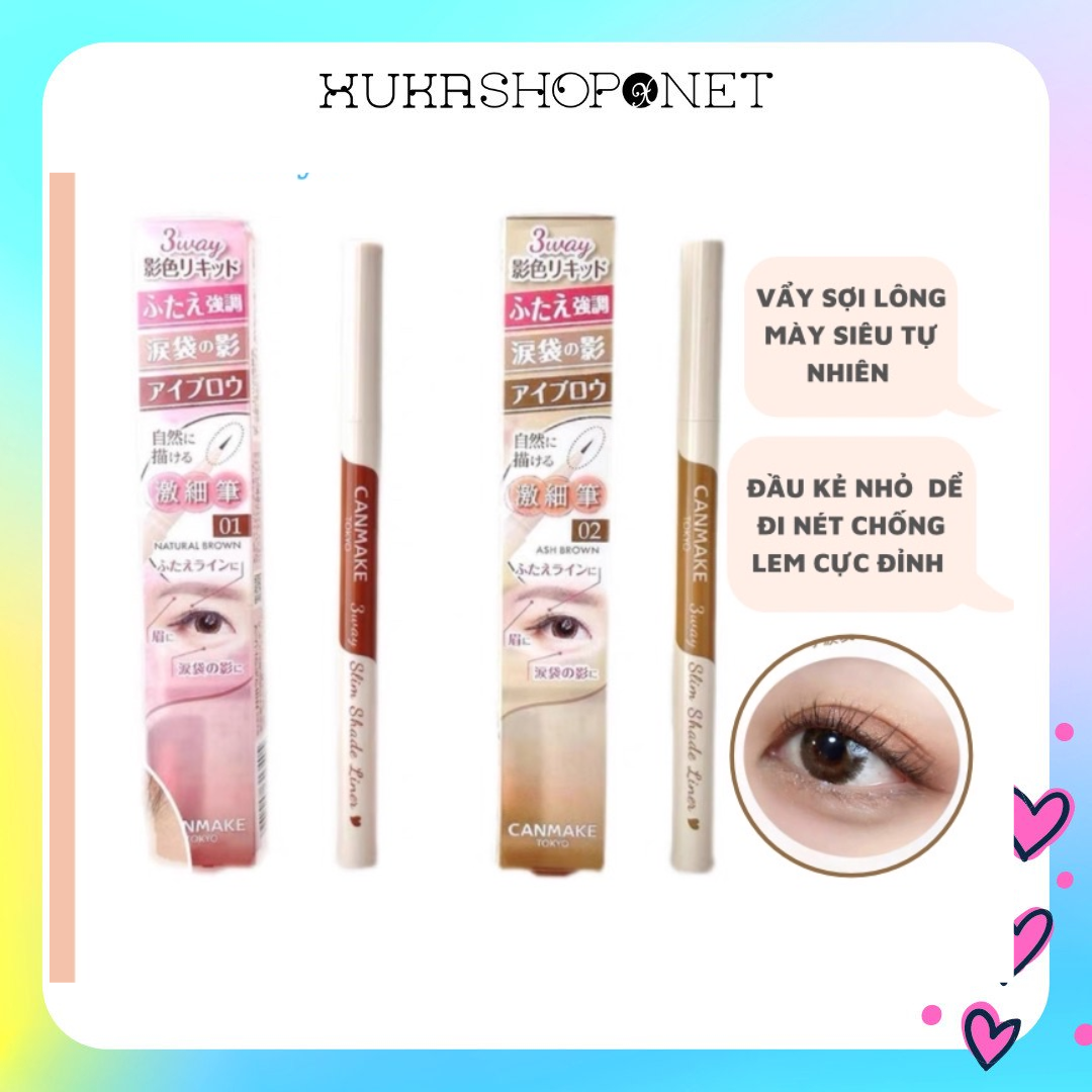 Bút Kẻ Bọng Mắt Canmake 3way Slim Shade Line Đa-zi-năng Nhỏ Gọn Tiện Lợi