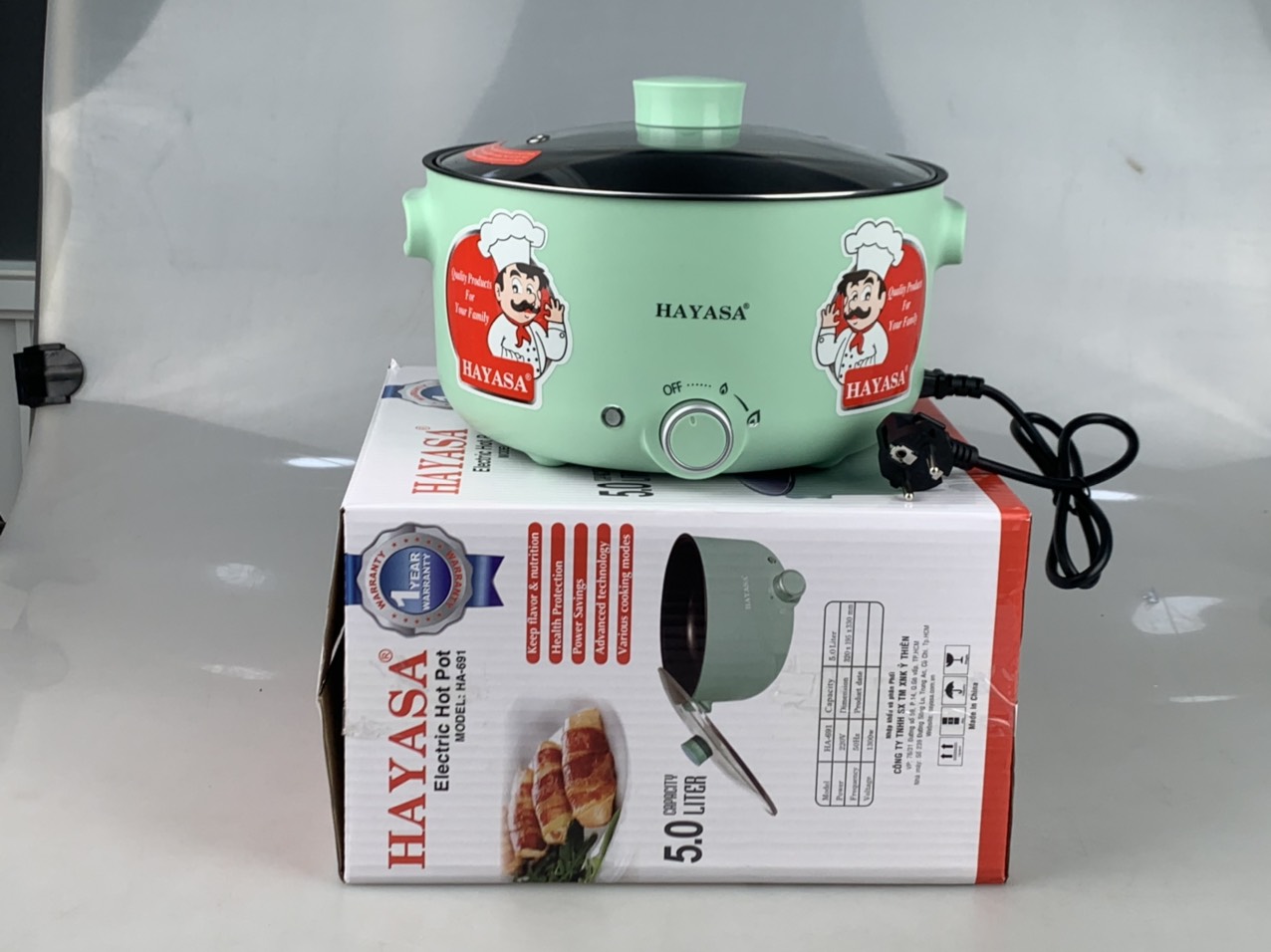 Nồi lẩu điện 5L Hayasa HA-691 lòng sâu chứa nhiều thức ăn hơn