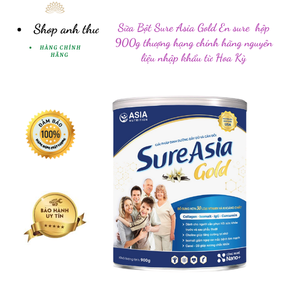 Sữa Bột Sure Asia Gold En sure hộp 900g thượng hạng chính hãng nguyên liệu
