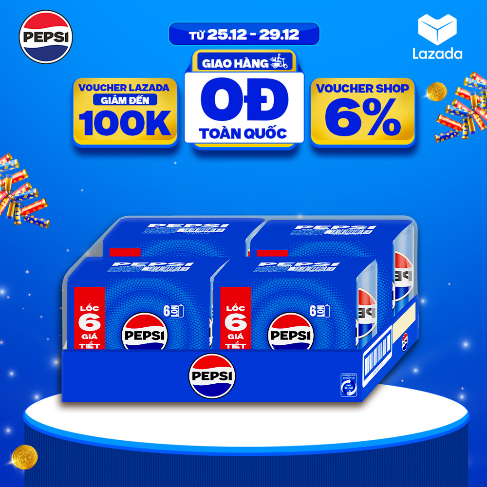  Thùng 24 Lon Nước Ngọt Giải Khát Có Gaz Pepsi  235ml lon  