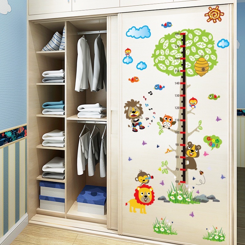 Decal tranh dán tường thước đo cây to cho bé