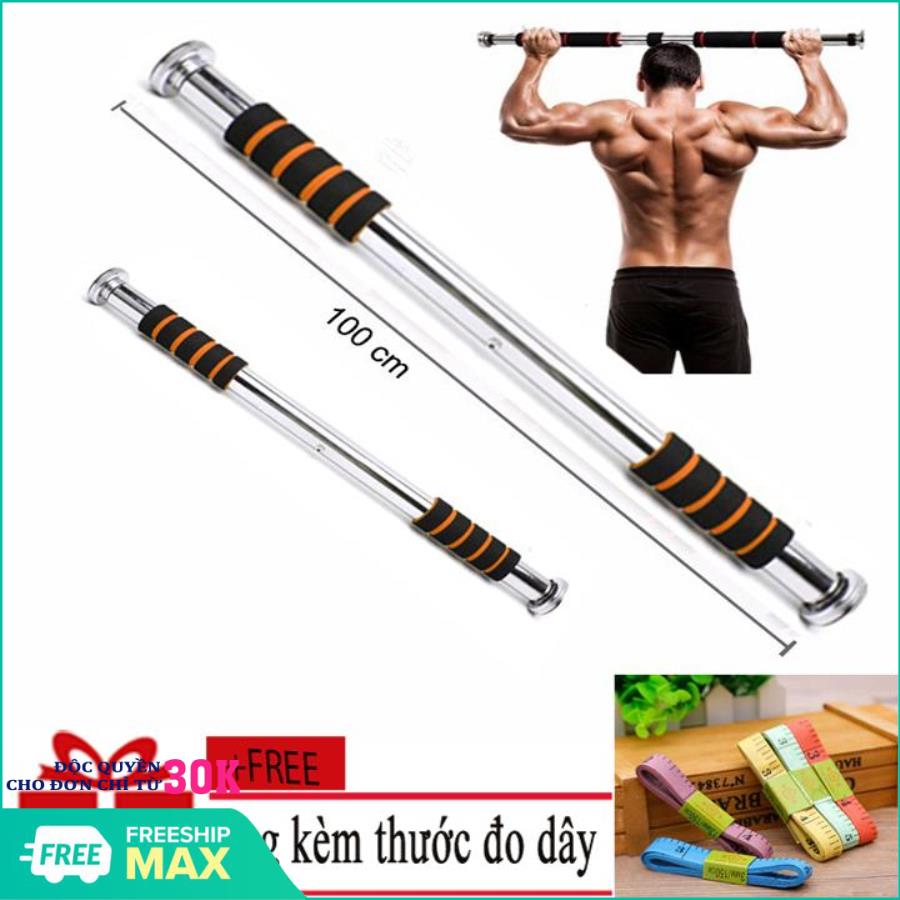 (Hàng Chuẩn Loại 1) Xà đơn gắn cửa treo tường đa năng 60-100cm loại dày- Xà đơn treo tường gắn cửa độ dài tùy chỉnh, dụng cụ tập gym tại nhà, xà đơn gắn cửa + Tặng  kèm thước dây