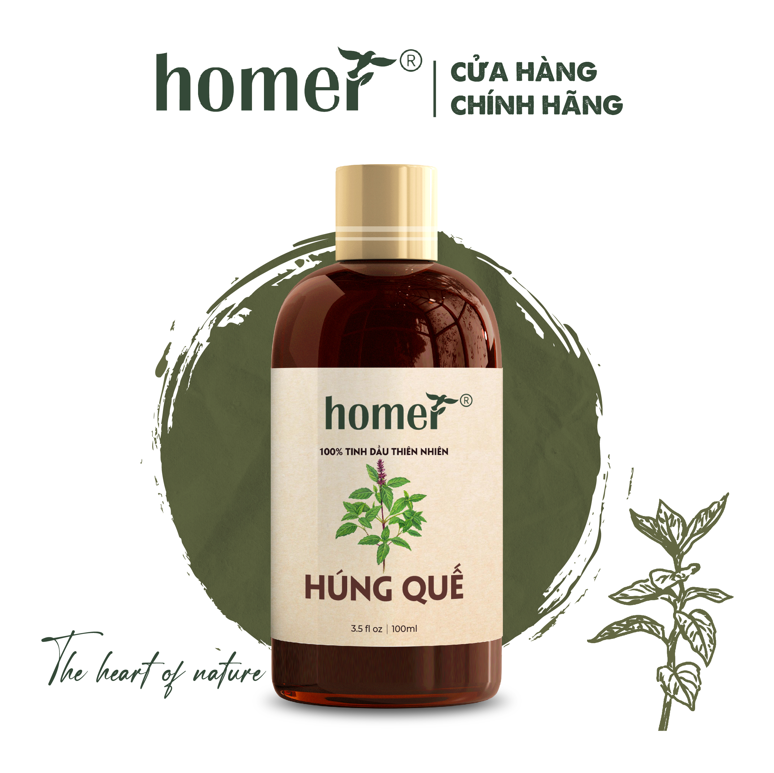 Tinh Dầu Húng Quế Pháp Homer 20ml/100ml - Chính Hãng, Đạt Chuẩn Kiểm Định Cao Cấp - Tinh Dầu Xông Thơm Phòng, Thư Giãn, Khử Mùi hiệu quả