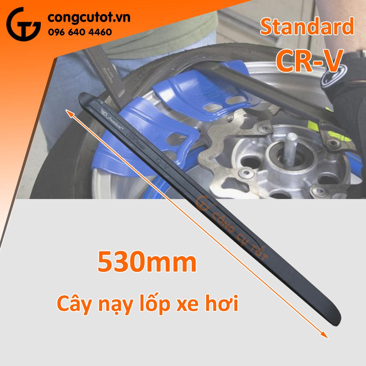Móc lốp xe oto Standard 510mm, Chất liệu: Thép CRV đen cứng, nhẹ, chịu nhiệt, chịu kéo tốt, độ đàn hồi cao, chống ăn mòn, mài mòn, Thiết kế dấu phẩy thuận tiện thao tác nạy lốp ô tô.