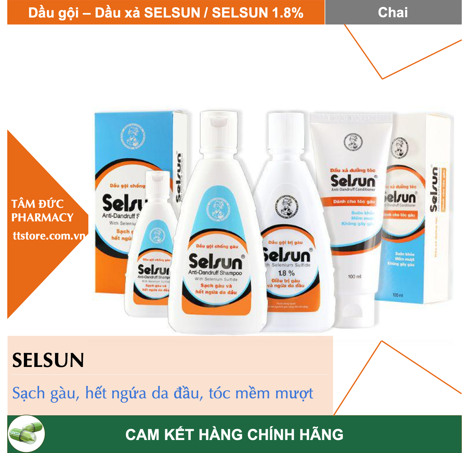 Dầu gội xả selsun - selsun 1.8% - dầu gội sạch gàu selsun 1,8% 100ml chính hãng