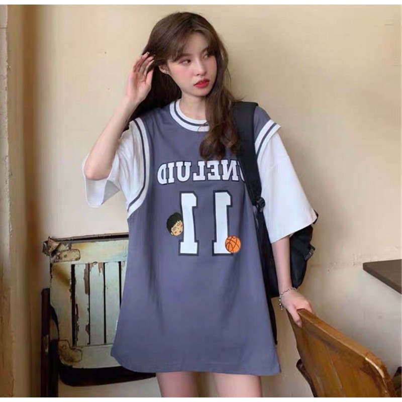 Áo Bóng Chày Nữ | Áo Thun Nữ Bóng Chày Pha Tay Số 11 Form Rộng Tay Lỡ A318