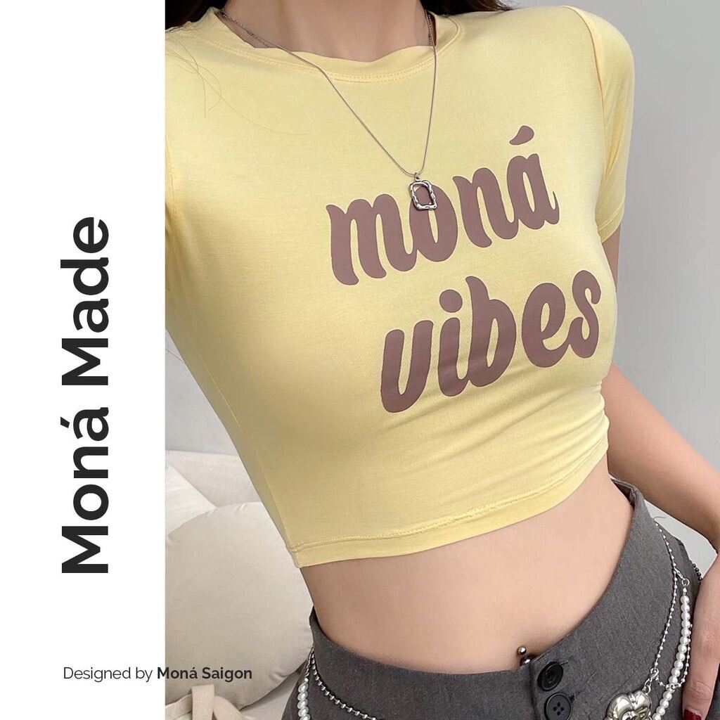 Áo croptop thun moná - vibe vàng