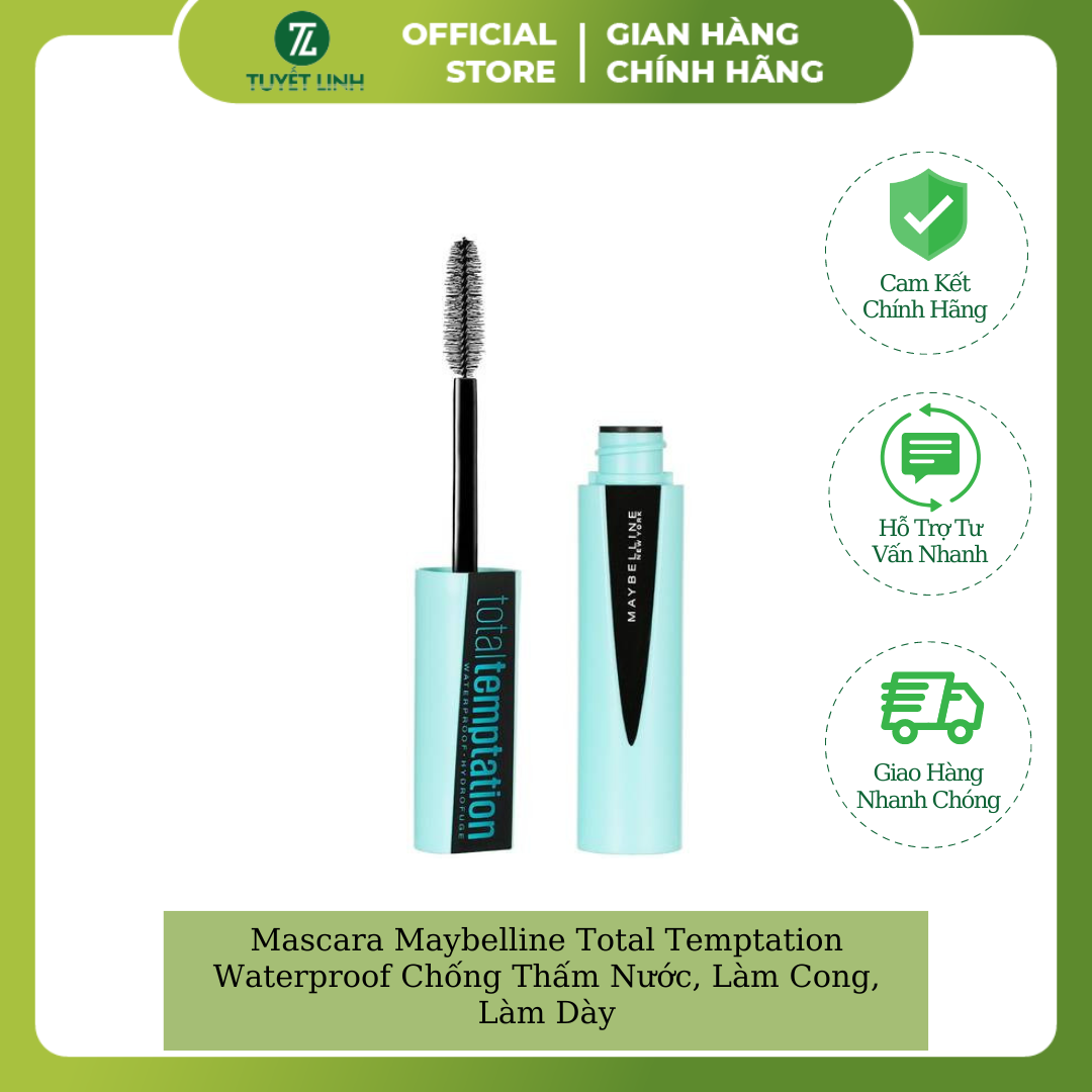 Mascara Maybelline Chống Thấm Nước Làm Cong Và Dày Mi Snap Scara/Great Lash/Total Temptation/New Nuevo/ Lash Stiletto/The Colossal/The Rocket/Pumped Up