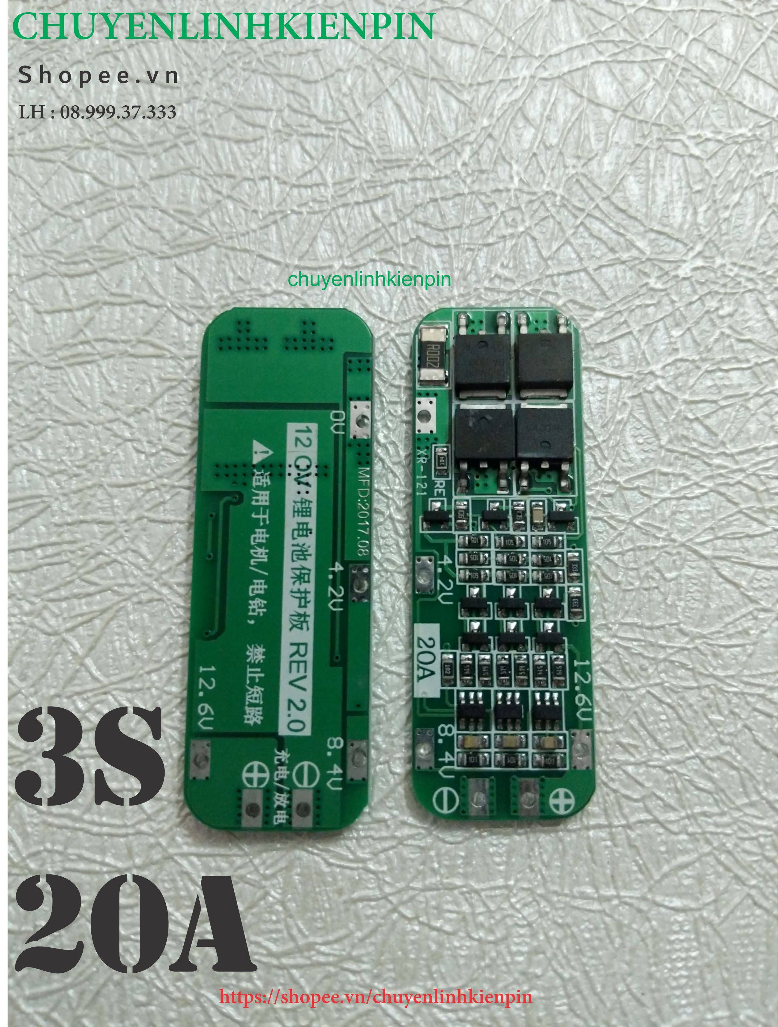 Mạch 3s 20a full bảo vệ pin lion