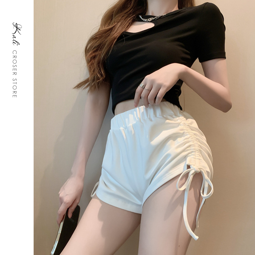 Quần đùi nữ mặc nhà RÚT DÂY quần short ngắn cạp chun chất thun lạnh co dãn Ulzzang - Kali. Closer Store