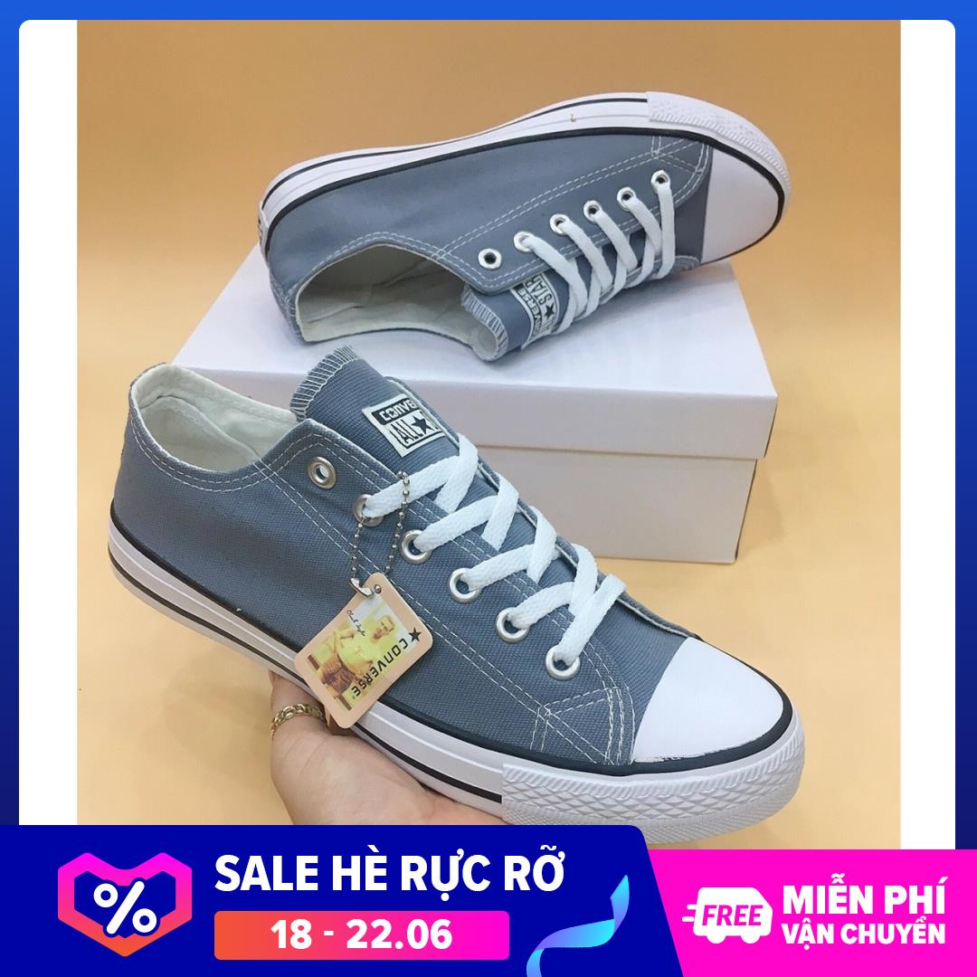 Giày thể thao nam nữ CV Classisc cổ thấp màu xám đế trắng siêu nhẹ - Giày sneaker nam nữ - Giày thể thao cổ thấp - Giày bata