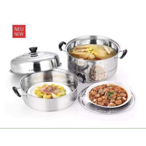 NỒI HẤP INOX 3 TẦNG ĐA NĂNG KÍCH THƯỚC 28 CM SHOP 4.0