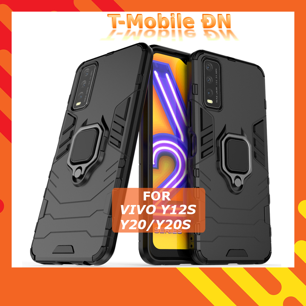 Ốp lưng Vivo Y12S Y20 Y20S chống sốc iron man kèm nhẫn iring Bảo vệ camera và chống xem video tiện lợi