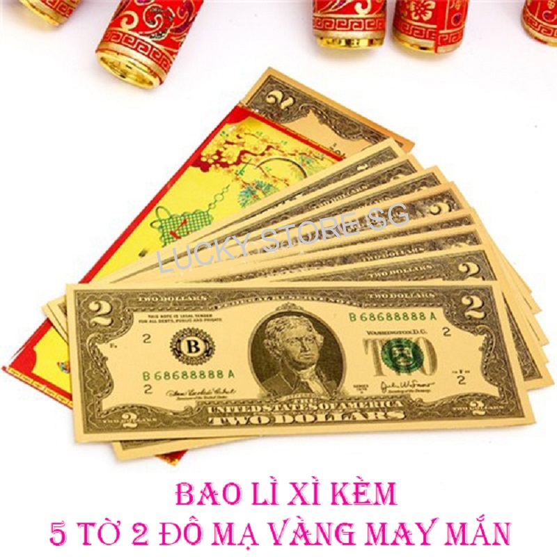 Combo 5-10-30 tờ đô mạ vàng may mắn loại 2 đô, chất lượng uy tín tại lucky store sg.