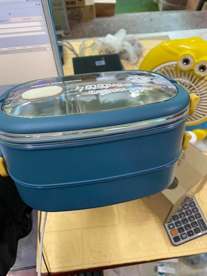 [ Tặng túi giữ nhiệt+Thìa đũa Inox] Hộp Cơm Chia Ngăn Cách Nhiệt 2 Tầng Inox