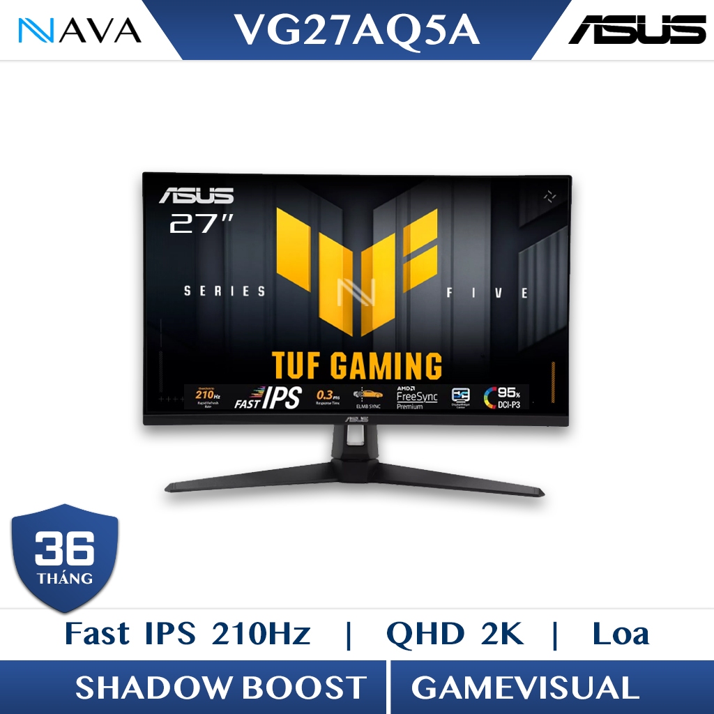 Asus Tuf Gaming Vg27Aq5A 27 Inch 2K Fast Ips 210Hz 1Ms Monitor, Built-In Speakers Giá 5,390,000 Đồng*Miễn phí vận chuyển