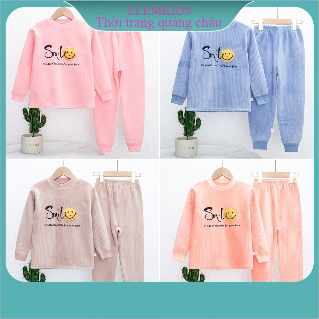 Bộ nhung cao cấp lót nỉ nhung dày ấm hàng quảng châu cho bé trai bé gái 20-38kg