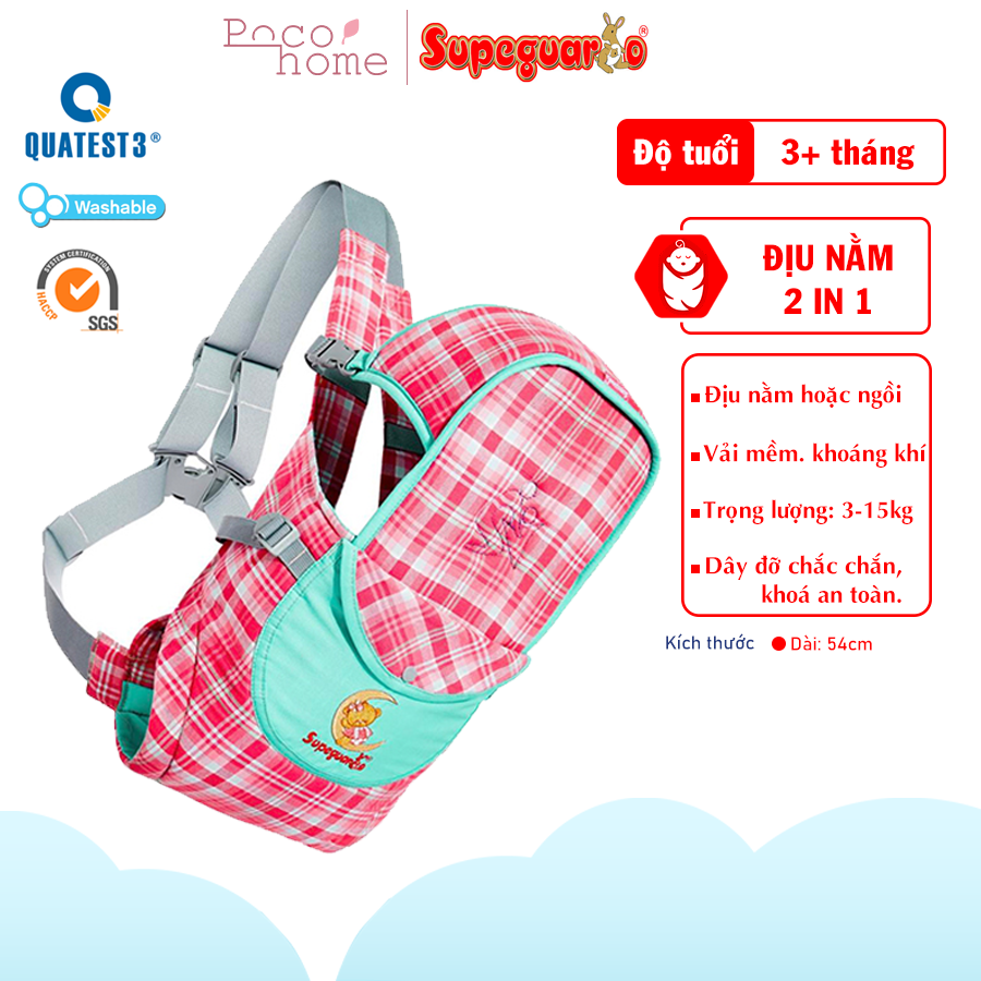 [HCM][ĐƯỢC CHỌN MẪU] Địu Nằm Em Bé 4 Tư Thế Supeguardo có Đỡ Cổ cho bé