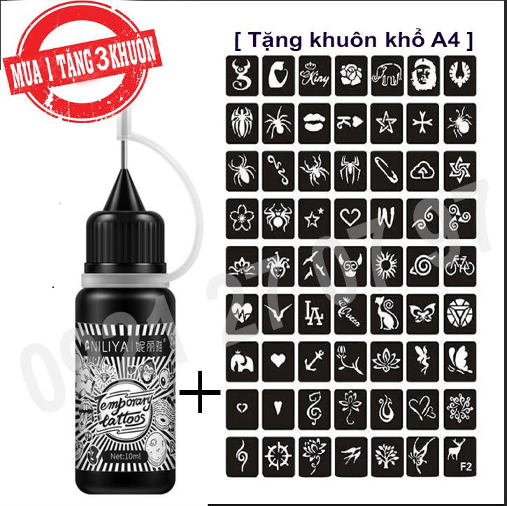 Mực xăm tạm thời tặng 3 khuôn khổ a4 0978767248