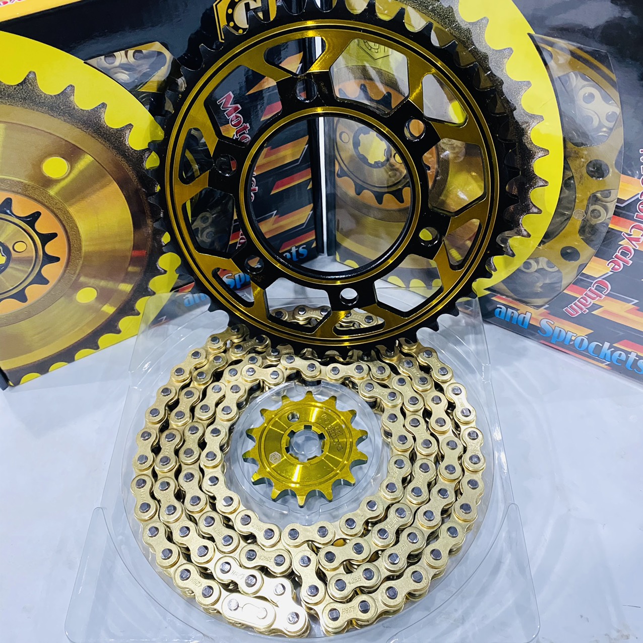 [HCM]Bộ Nhông sên đĩa xe Exciter 150 GH Thailand Nhông sên đĩa vàng GH xe Exciter 150 NSD GH ex Exciter 150