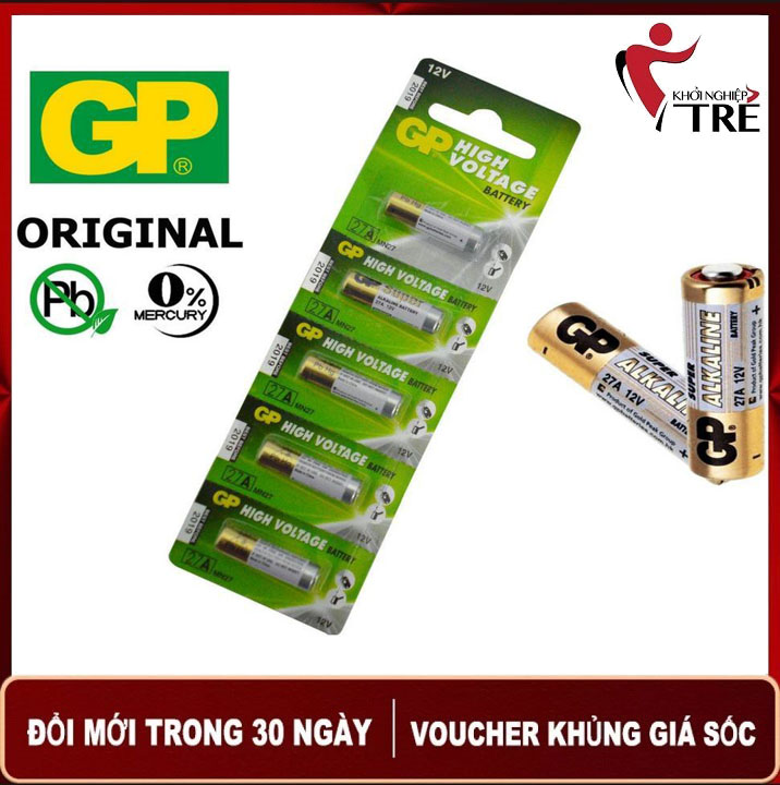 Vỉ 5 viên pin GP 12V 23A - pin điều khiển cửa cuốn, Remote