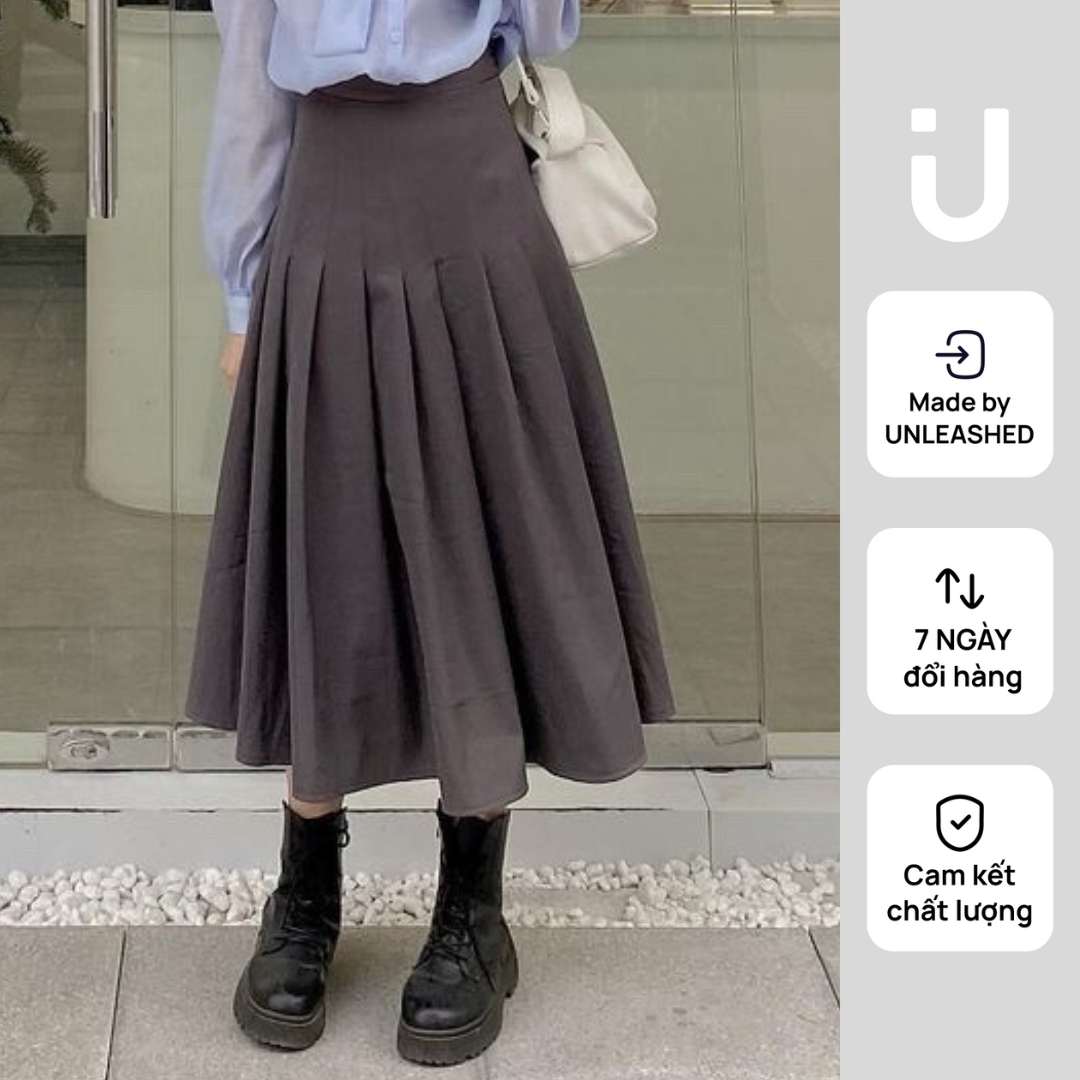 ANNETTA MIDI PLEATED SKIRT - Chân váy Annetta dài xếp ly biến kiểu chân váy xếp ly chân váy dài